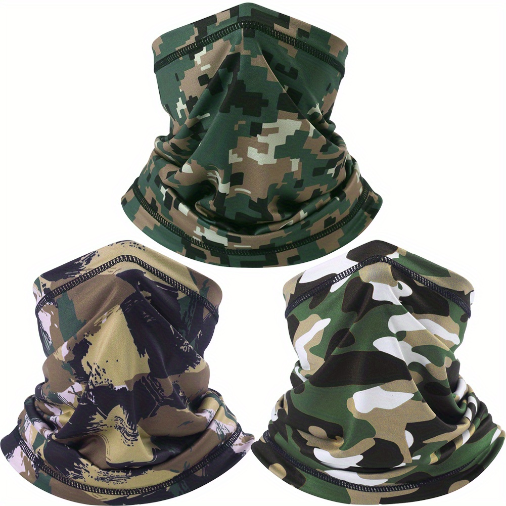

3pack Neck Gaiter Cooling Face Mask Balaclava Uv Protection Camouflage Bandana Scarf