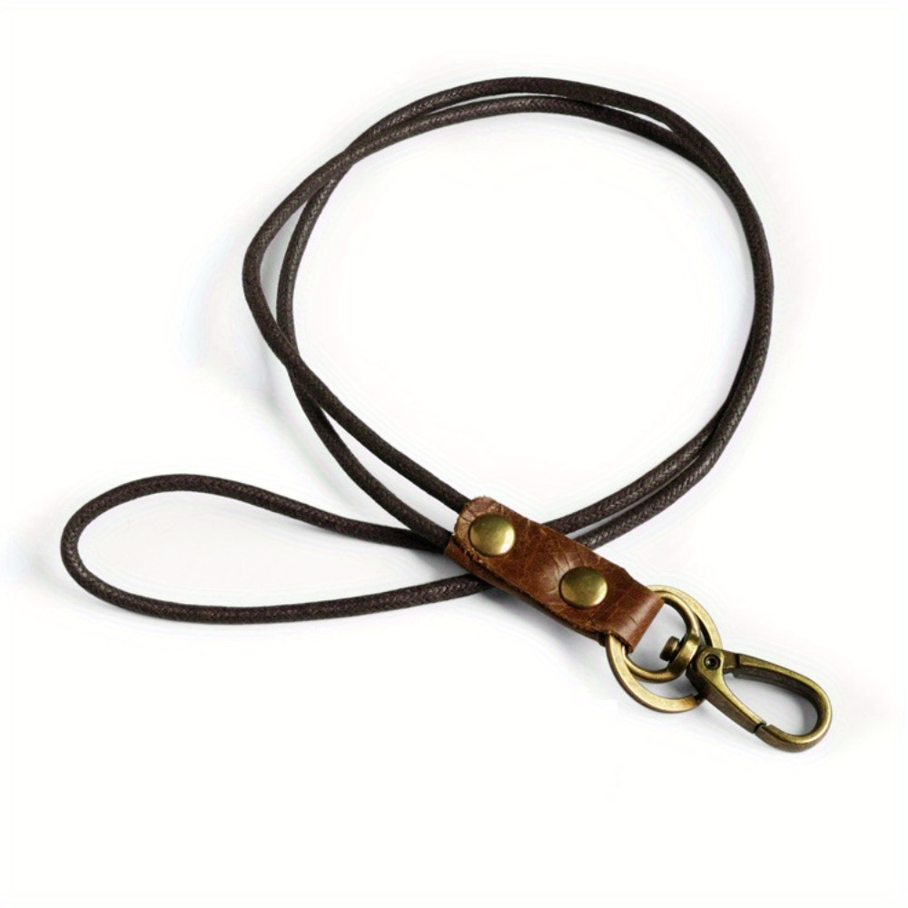 

1pc Pu Leather Lanyard With Golden-tone Clasp & Key Ring - Braided Id Badge Holder For Keys, & Stylish Office Accessory, Cute Lanyard For Keys