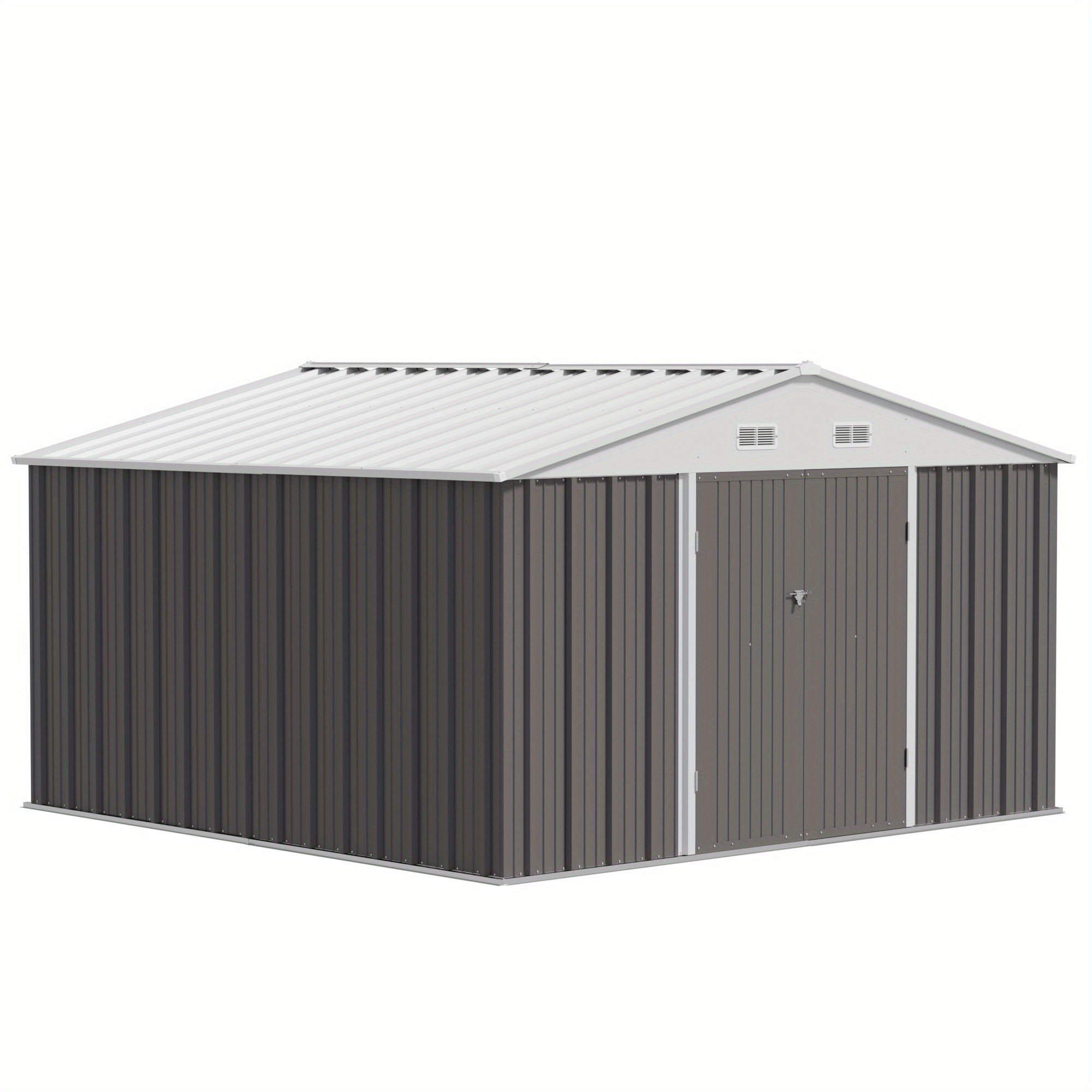 

10 X 10 Ft Outdoor Storage Shed, Metal Garden Shed With Double Lockable Doors, Tool Sheds For Backyard Garden Patio Lawn Black