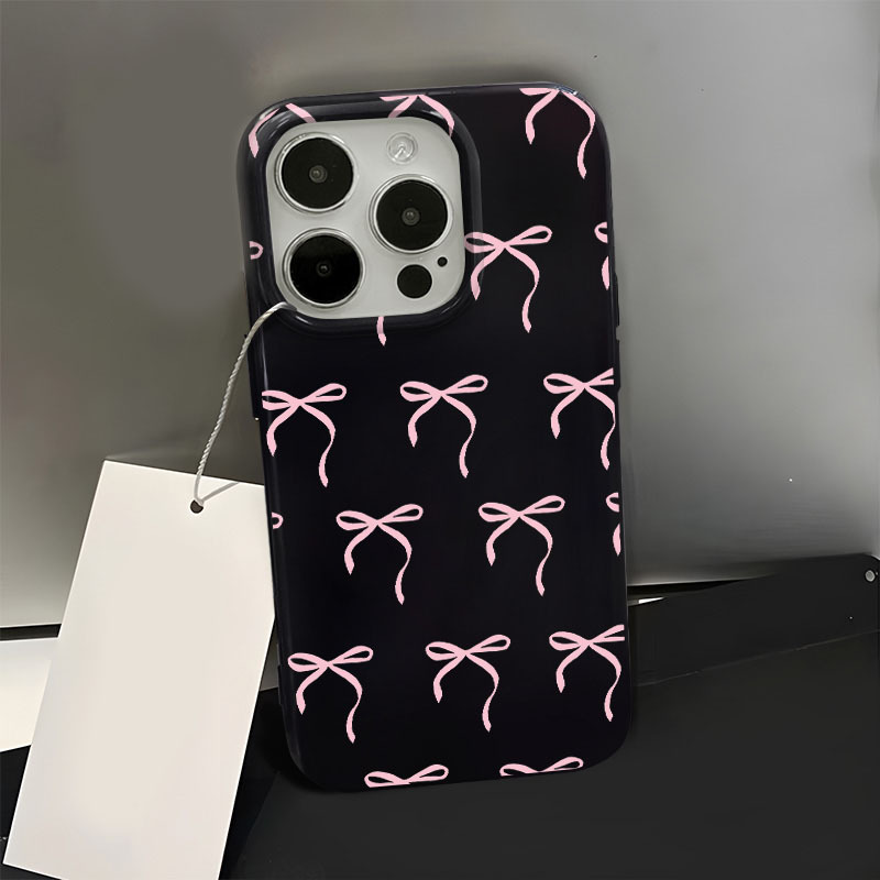 

Full Screen Pink Silk Ribbon Phone Case Compatible For Iphone 13 Pro Max 12 11 X Xr Xs Max 15 14 13 12 11 Soft Protective Cover Fashion Shockproof Casing