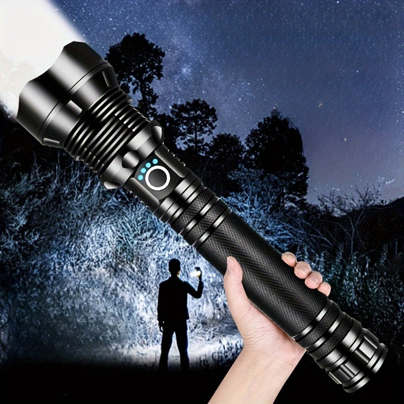 

1pc Rechargeable Led Flashlights, 3 Modes Adjustable Zoomable Lens High-powered Led Headlight For Emergency, Patrol, Outdoor, Camping, Fishing, And Hunting