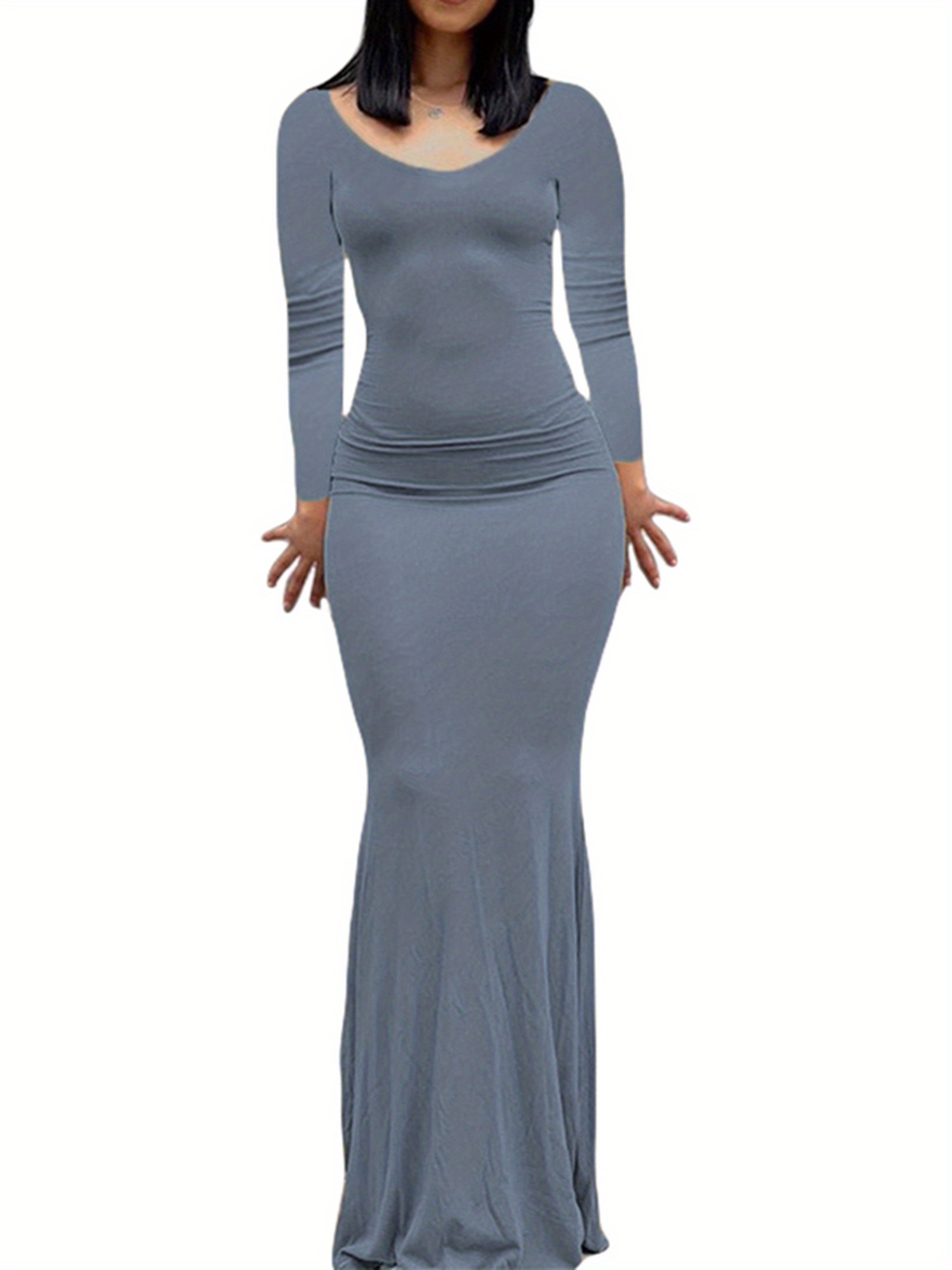 fitted lace wedding dress Grey Supersoft Bodycon Maxi Dress