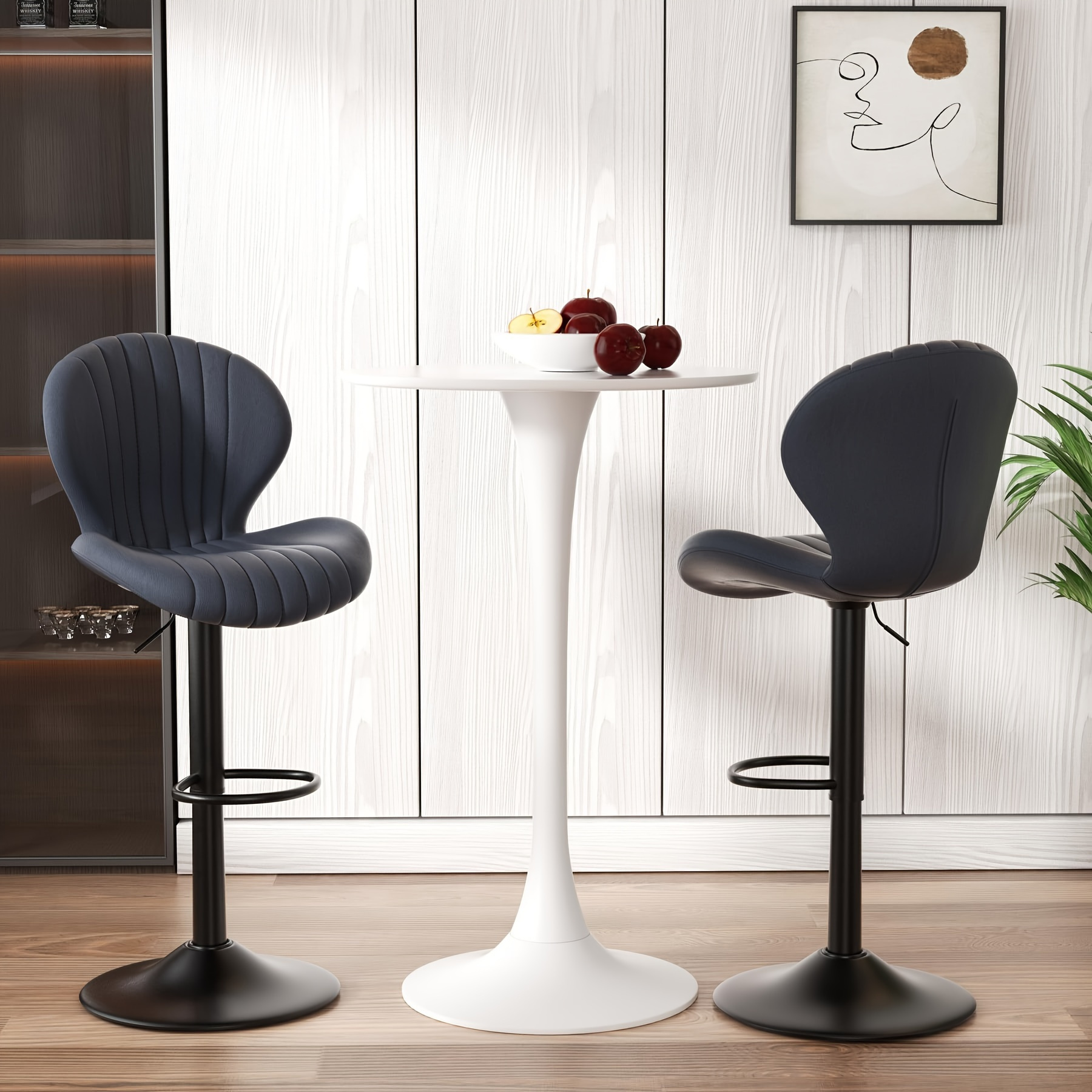 

Bar Stools Modern Swivel Bar Chairs, Barstools Counter Height With High Backrest, Easy For Bar, Kitchen, Dining Room