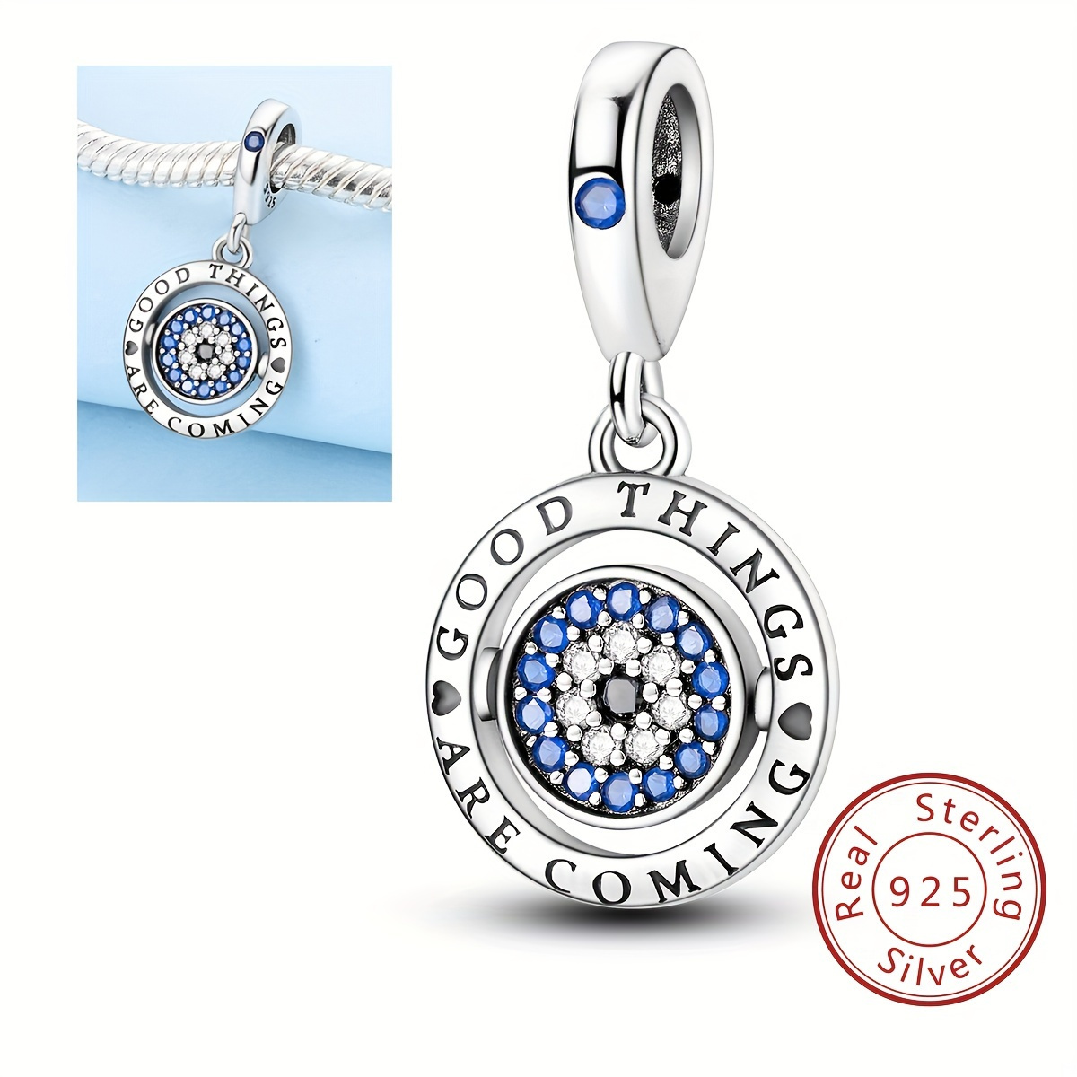 

Good Luck Spinning Eye Charm 925 Sterling Silver Pendant Beads Fit Original Charms Bracelet Necklace Jewelry Diy Gift