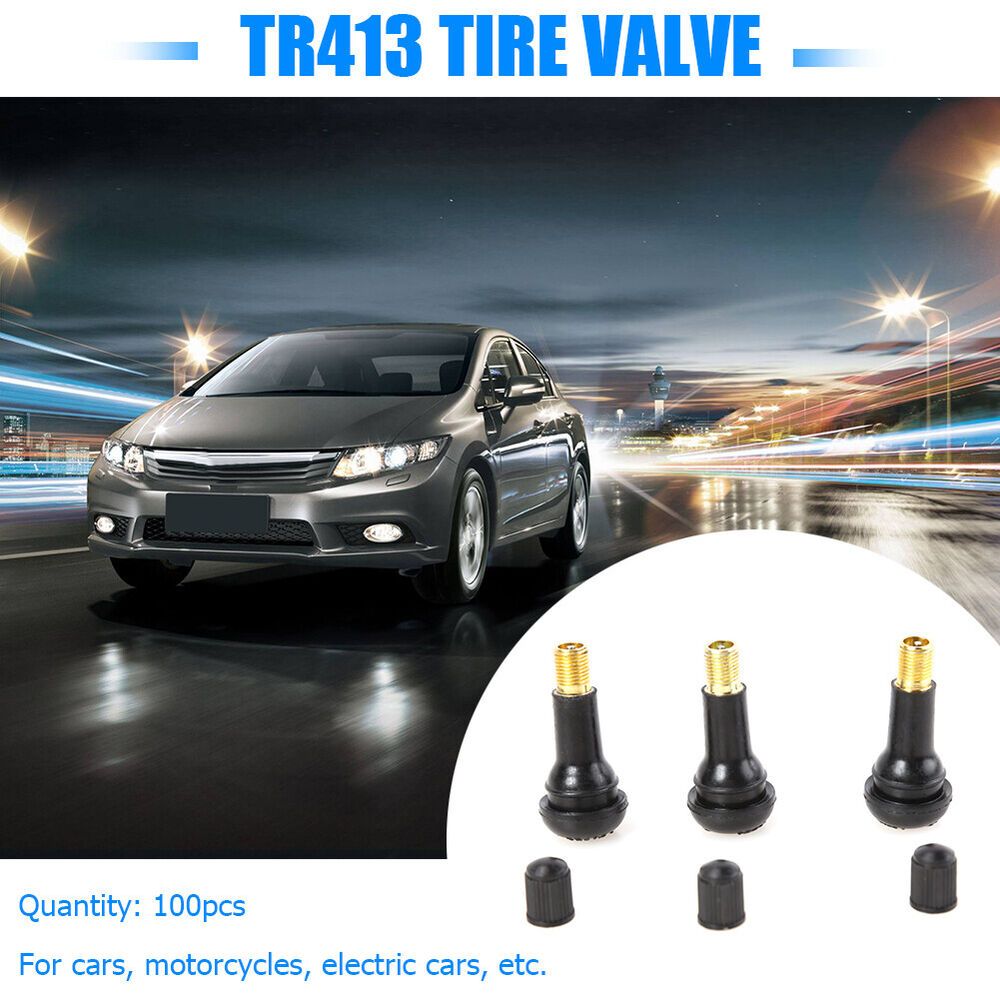 

100pcs Tire Valve Stems Tr 413 Snap-in Car Auto Short Rubber Tubeless Tyre