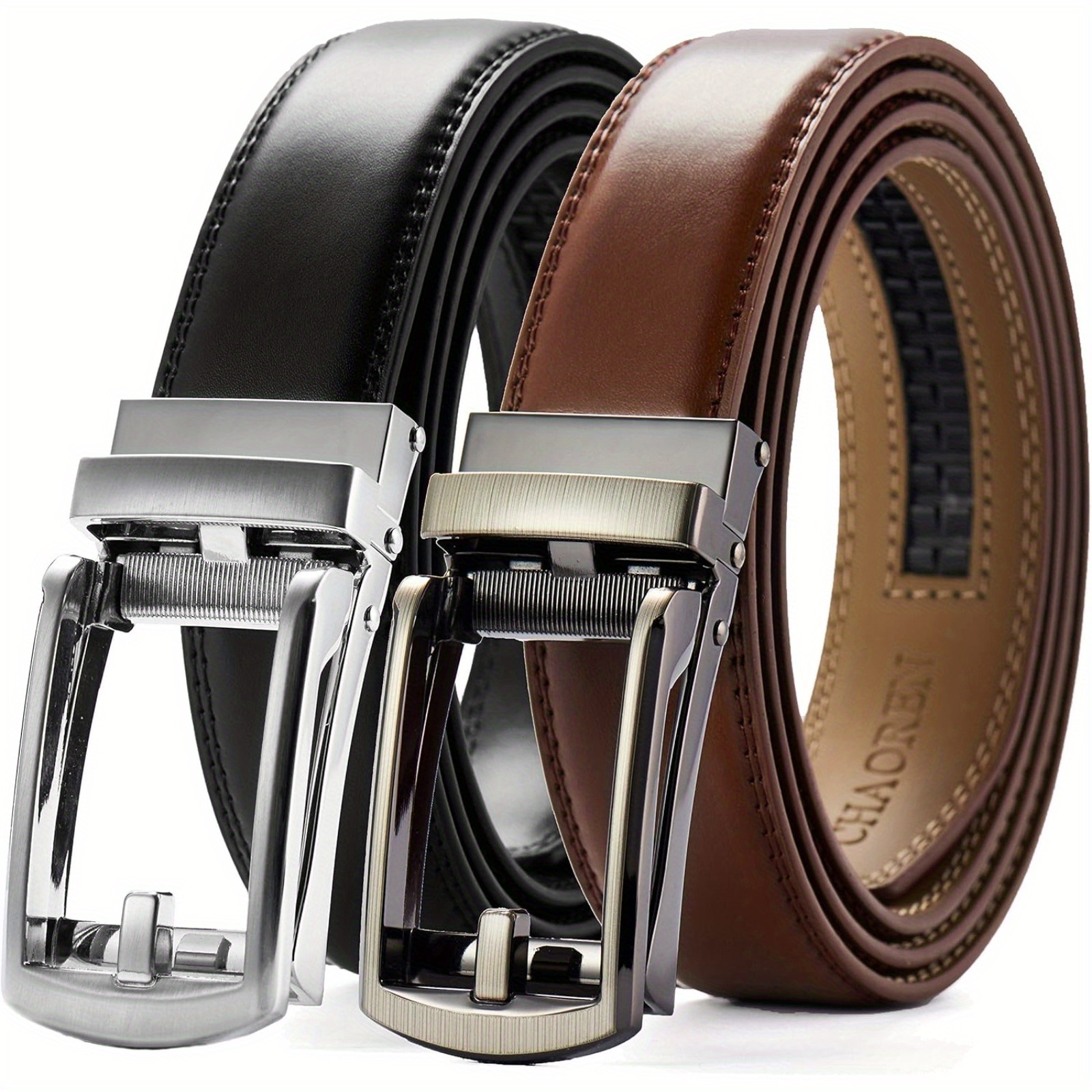 

Chaoren For Men 2 Pack - Mens Dress Belt 1 1/4" In Gift Set Box - Design Belt Meet Almost Any Occasion And Outfit