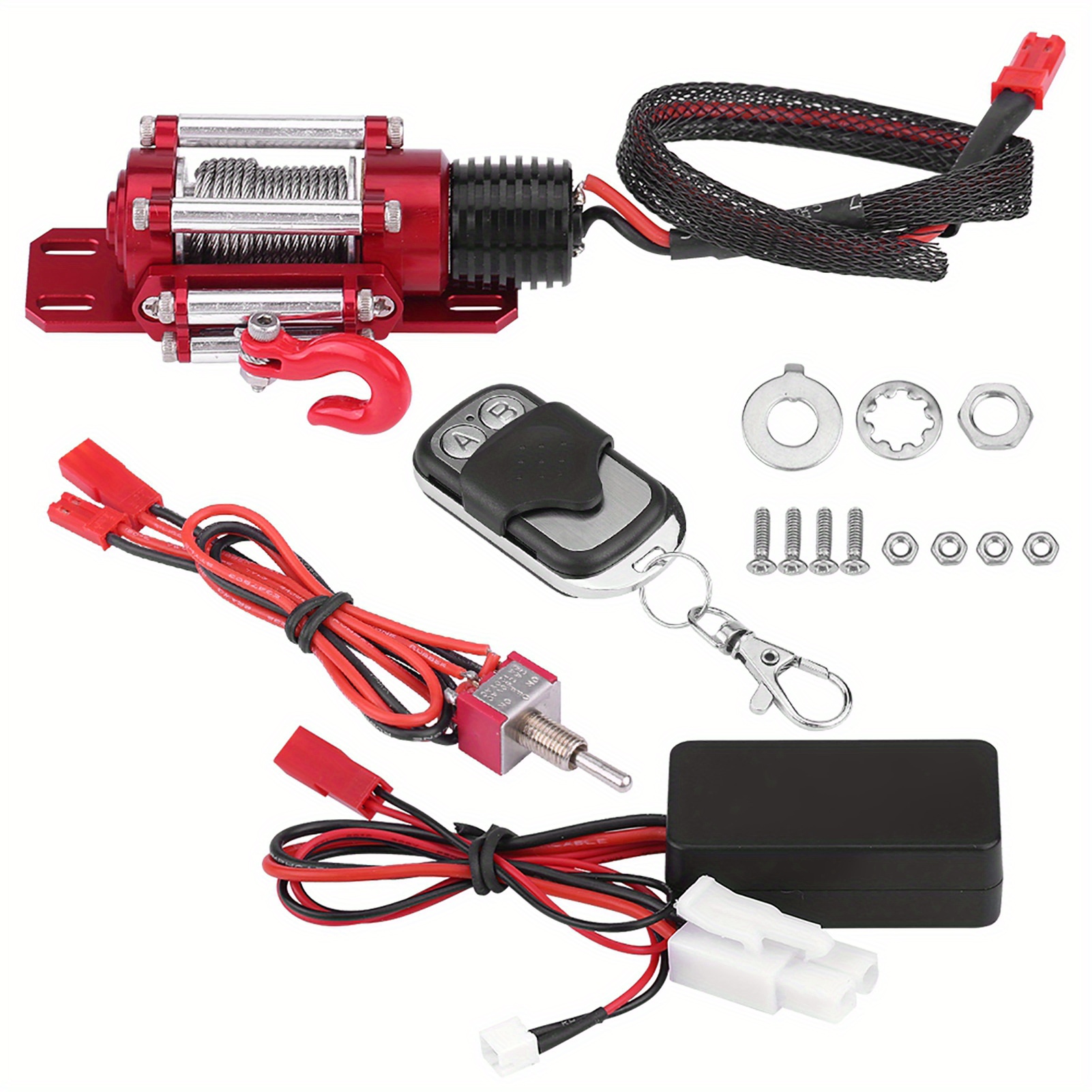 

1/10 Scale Rc Model Vehicle Crawler Car Accessory Metal Winch With Remote Controller