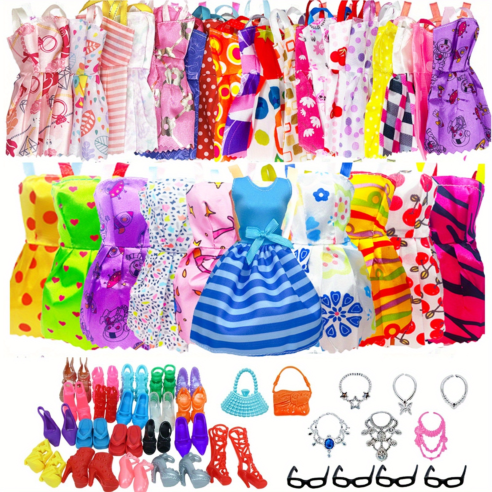 

[top-] 32pcs Doll Clothing Accessories Set, Including Styles, 10pcs Of , 10pcs Of Shoes, 6pcs Of Necklaces, 4pcs Of And 2pcs Of Handbags, 's , , And Clothes . Does Not Doll)