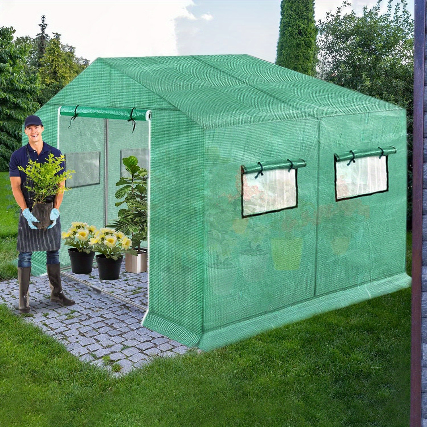 

Subtlety Foil Greenhouse Winterproof Garden Greenhouse Set . 4 Windows & Galvanized Tube & Mesh Film Greenhouse Control Tomato Greenhouse For Garden