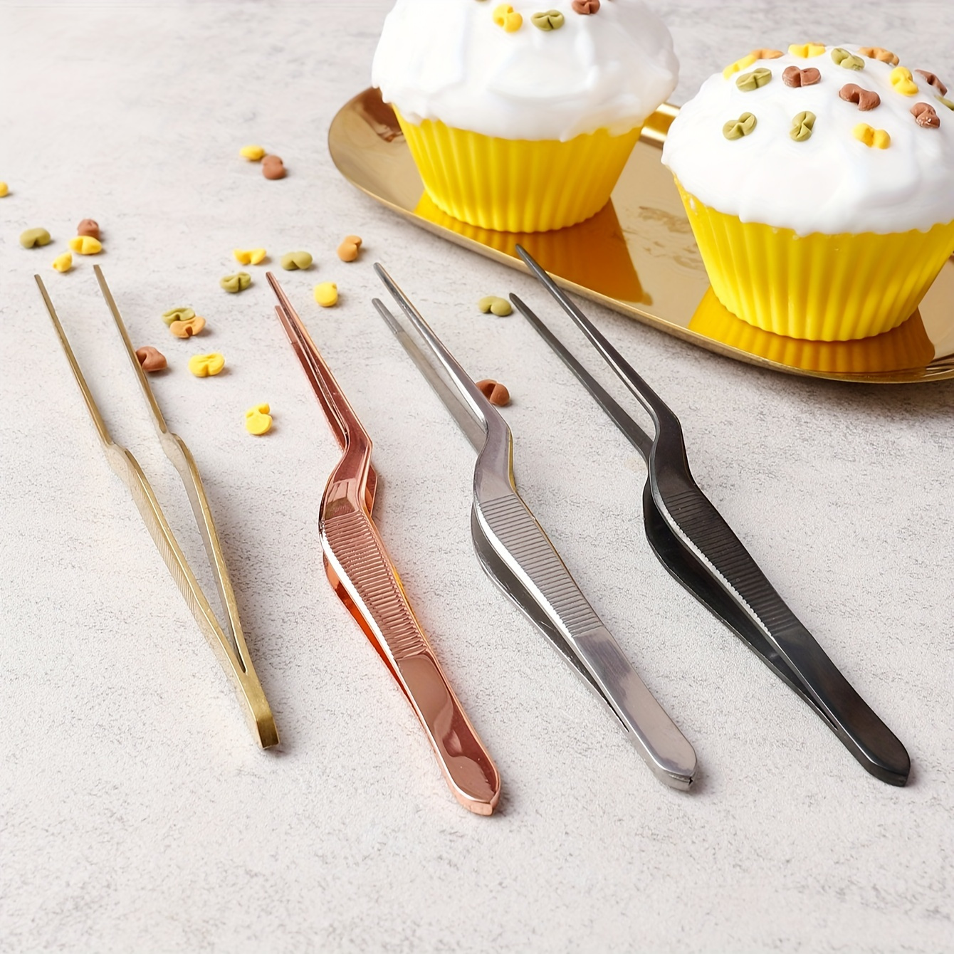 

Stainless Steel Tongs - Perfect Cold Plate Styling - Precise And Elegant Cake Decorating Tools - Restaurant Style High-end Kitchen And Dessert Decorating Tools