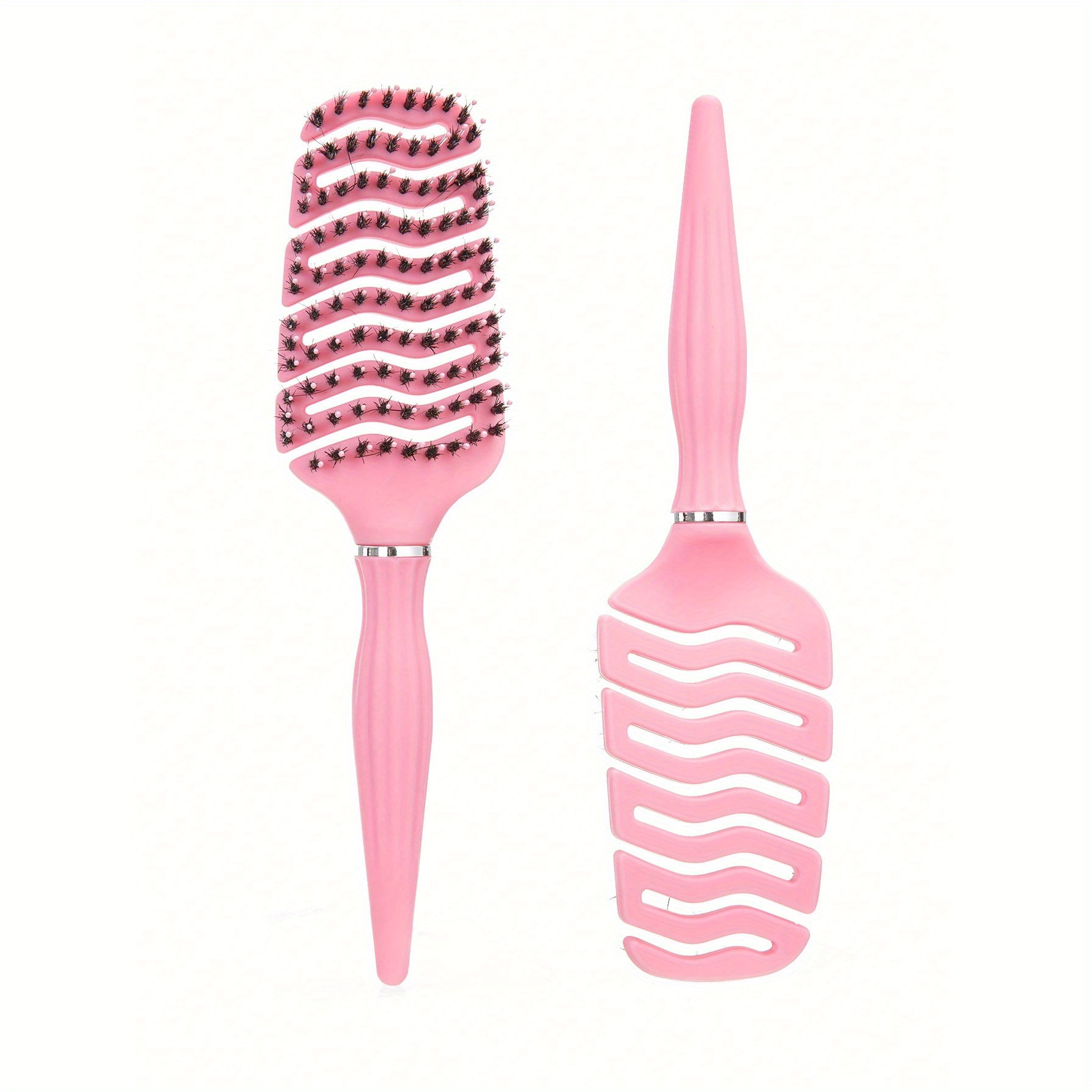TEMU 1/2pcs Peigne en Nylon Anti-Static pour Cheveux, Brosse à Démêler et Massage, Design Courbé Large pour Tous Types de Cheveux Bouclés - Femmes