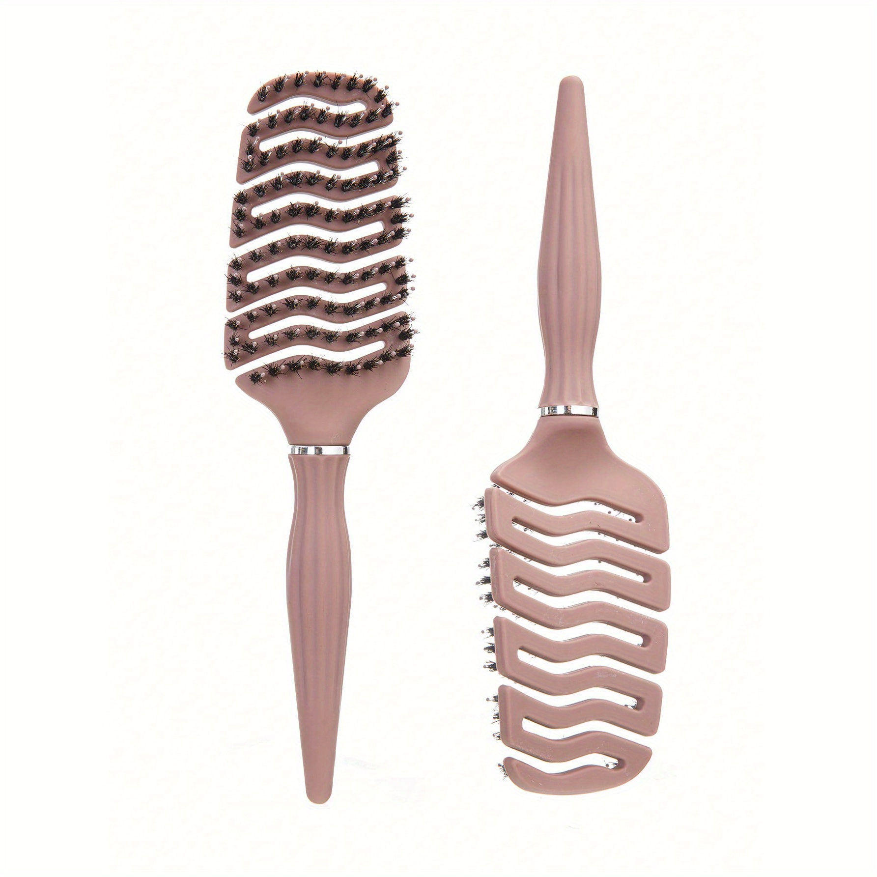 E-shop 1/2 Stück Plastik-Borsten Nylon Haarbürste Anti-Statik Entwirrungskamm Frauen Nassmassagekamm Locken Großes Gebogenes Design für Alle Haartypen