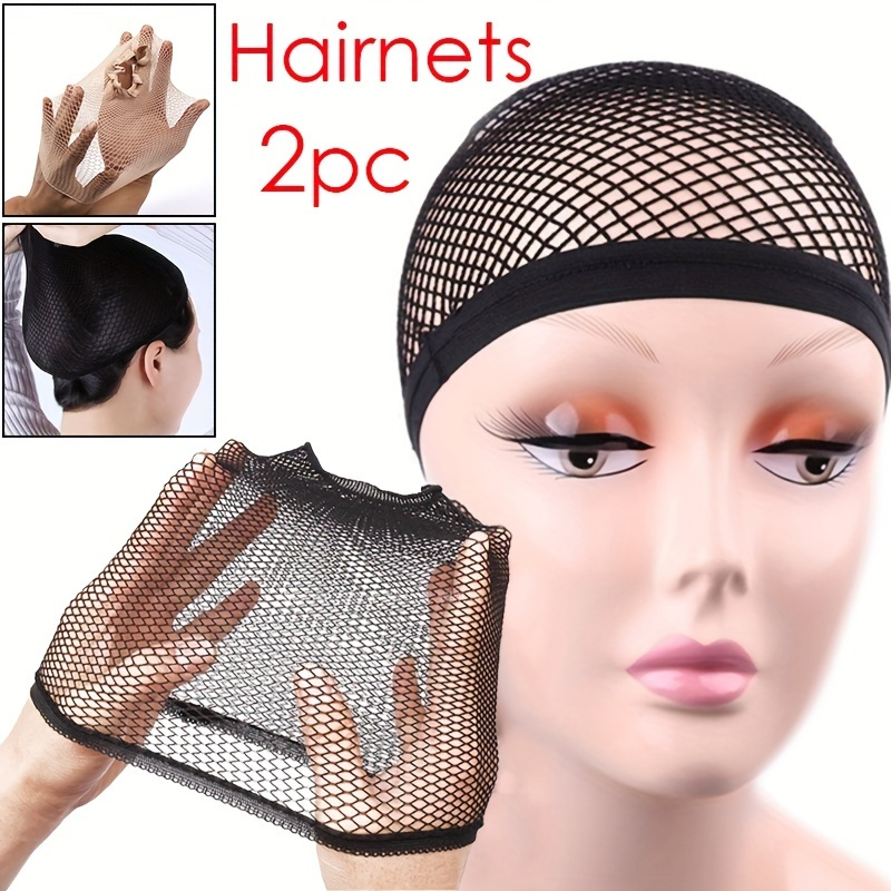 

Unisex-adult 2-pack Hair Net Wig Caps, Elastic Stretchable Snoods, Comfortable Durable Hair Covering, For Cosplay And Daily Use - Black/nude