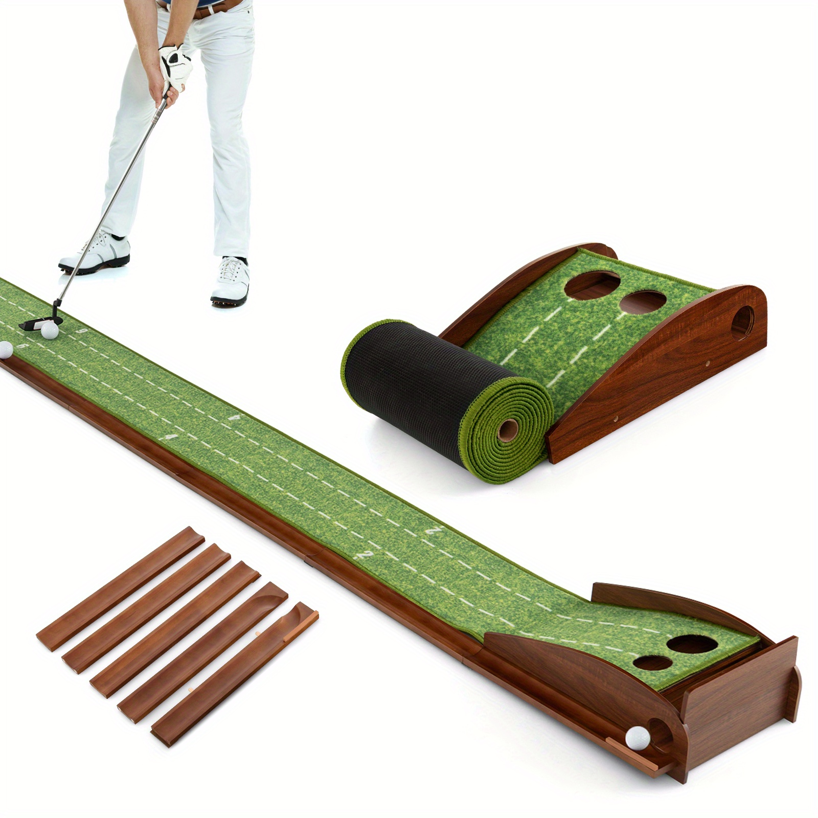 

Multigot Putting Green Practice Golf Putting Mat With Auto Ball Return And 2 Hole Sizes