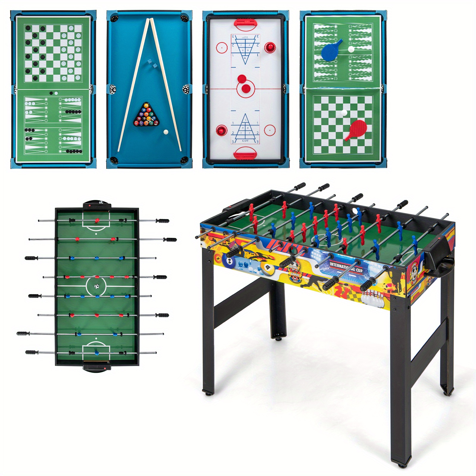 

Multigot 12-in-1 Combo Game Table Set W/ Foosball Pool Pong Chess Bowling