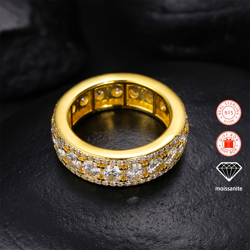 item picture 1pc hip hop full with gra certificate lab grown moissanite moissanite   vs vvs mens and womens moissanite ring hypoallergenic s925 sterling 925 silvery plated   rings for daily wear party vacation wedding anniversary  