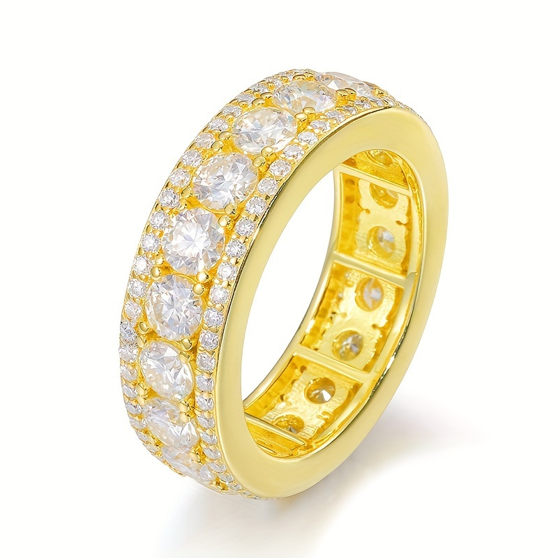 Image of 1pc S925 925 Silvery With Moissanite Ring For Street Fashion Daily Wear, Suitable For Parties Vacations, Weddings, Anniversary Banquets And Gifts
