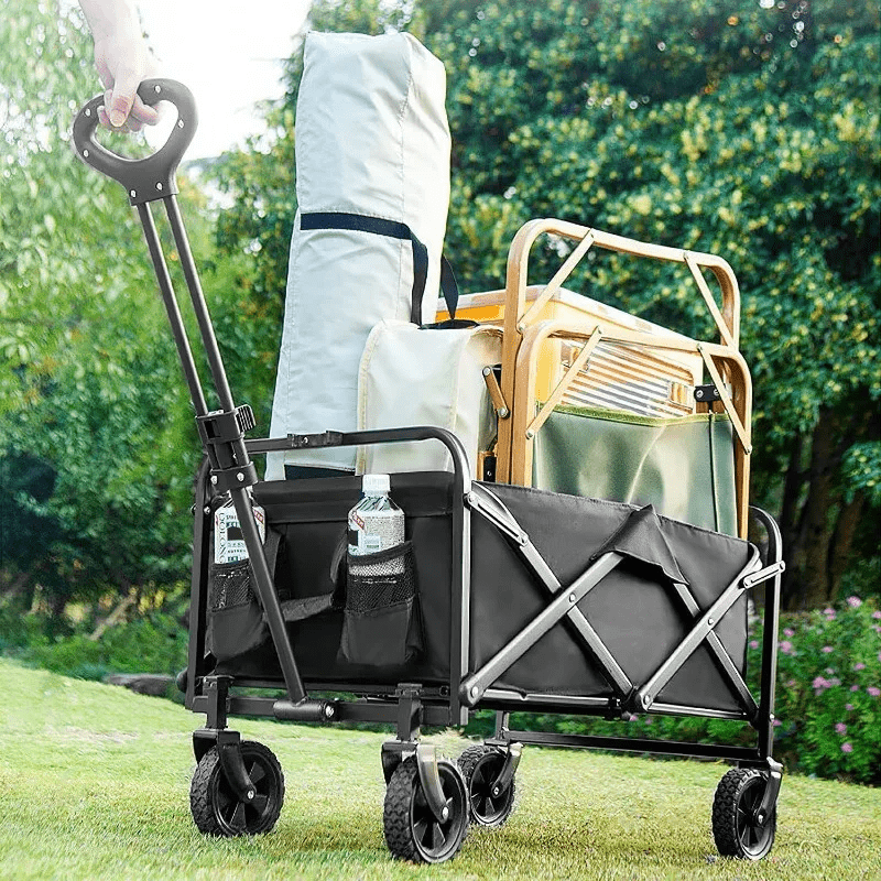 

Inbrave 220 Lb Heavy Duty 1-piece Foldable Foldable Carriage - All Terrain Utility Cart With Stainless Steel Frame For Beach, Lawn, Sports, Camping - Black