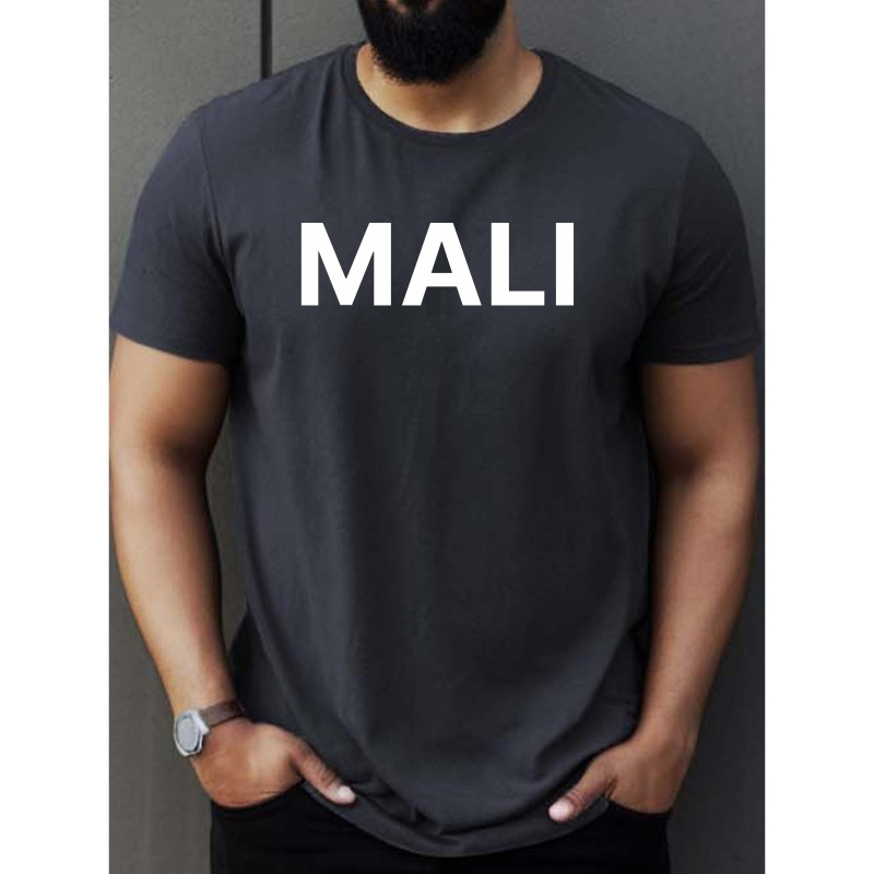 

Mali Print Tee Shirt, Tees For Men, Casual Short Sleeve T-shirt For Summer