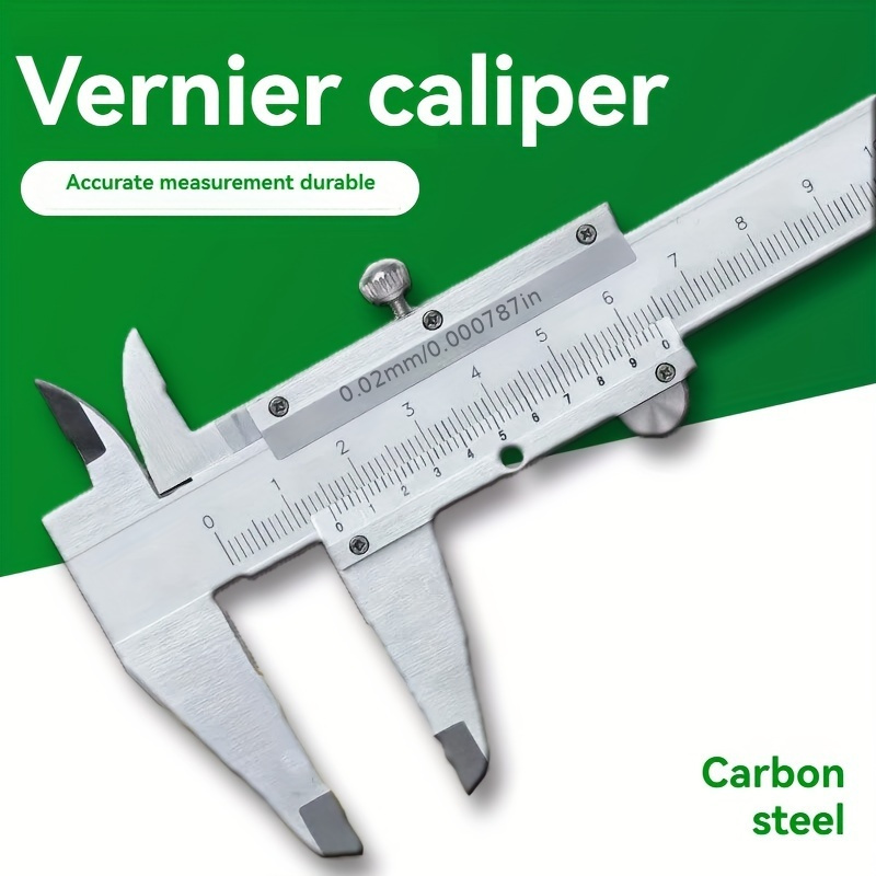 

1pc Iron Vernier Caliper, High Precision 0.02mm/0.001", Manual Sliding Measuring Instrument, Durable & Accurate Engineering Tool Without Battery, Uncharged Power Mode