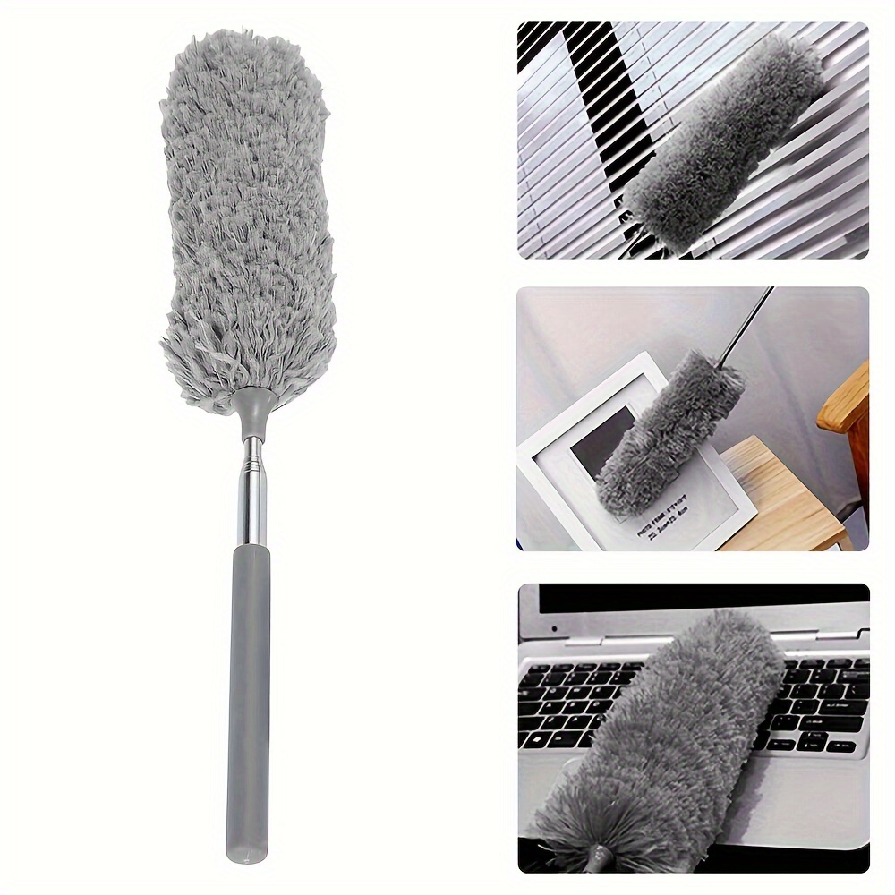 

1pc Extendable Microfiber Duster Brush With Metal Handle, Multipurpose Dust Collector, Reusable, No Electricity Needed, For Living Room, Bedroom, Furniture, Car, Patio