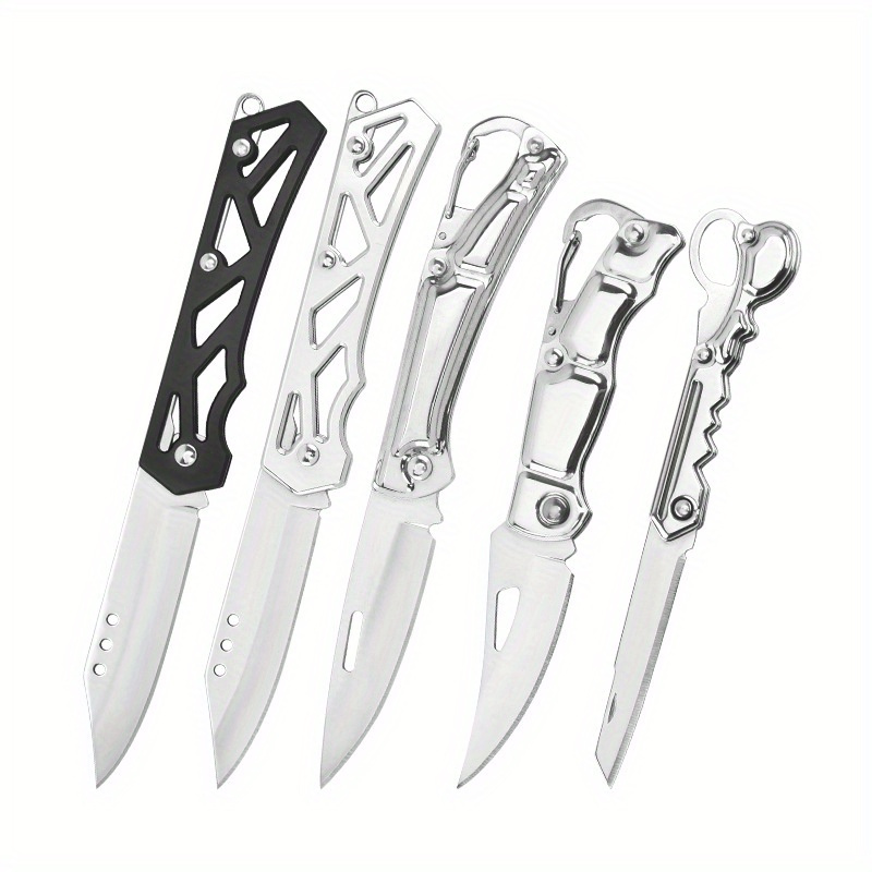 

5pcs Pocket Folding Fruit Knife Set, Stainless Steel Outdoor Knife With Non-slip Handle For Kitchen Accessories Box Opener