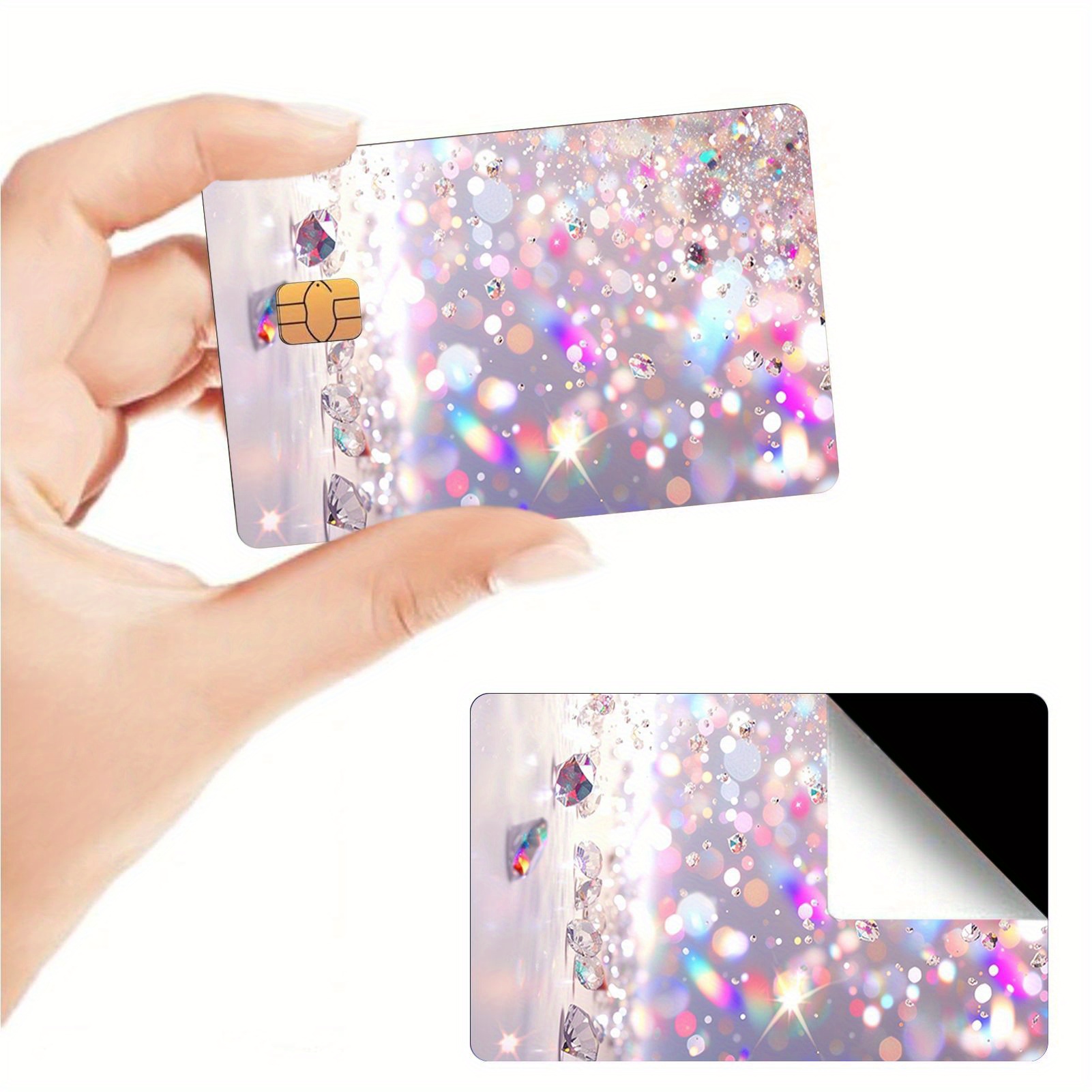 

2pcs Slim & Waterproof Card Protectors - Diamond Design, Pvc, For Credit, Debit, Key Cards | -free, Bank Card Stickers