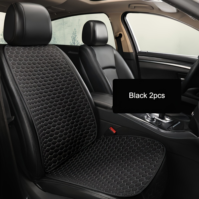 2pcs Car Seat Cover Set - Linen Front And Rear Cushion Protectors, Backrest Mats For Auto, Truck, Suv, Van