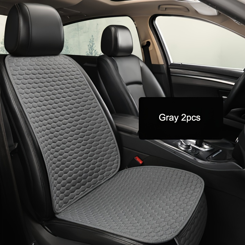 Image of 2pcs Car Seat Cover Set - Linen Front And Rear Cushion Protectors, Backrest Mats For Auto, Truck, Suv, Van