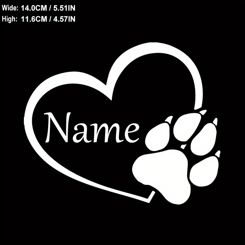 

Personalized Heart & Paw Print Car Decals - Custom Name, Durable Pvc, Perfect For Dog & Cat Lovers