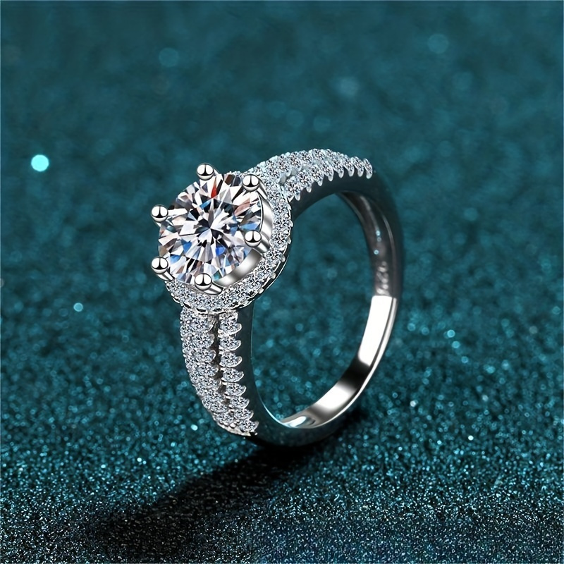 

Luxury Moissanite Ring With 3 Of Inlaid Stones, S925 Sterling Silver, Valentine's Day, Birthdays, Or Christmas Gifts - Suitable For Summer And Everyday Wear