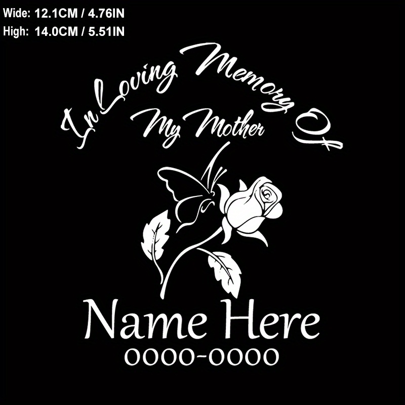 

Custom Pvc In Loving Memory Of My Mother Car Decal - Personalized Memorial Sticker With Rose Design, Name, And Optional Date