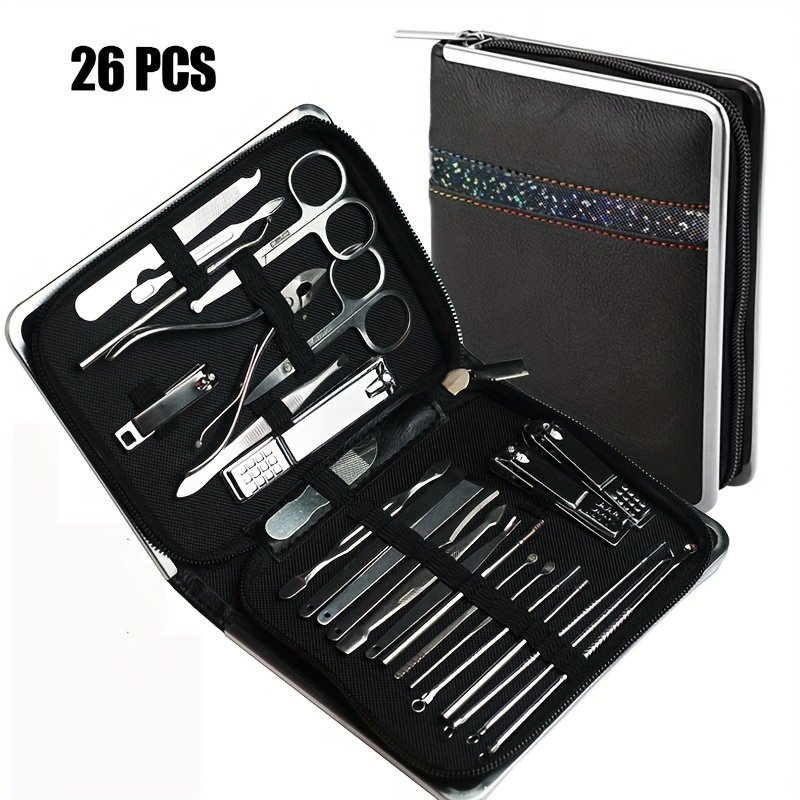 

26-piece Premium Manicure And Pedicure Set, Stainless Steel Nail Grooming Kit, Professional Nail Care Tools With Luxury Travel Case, Ideal For Home & Salon Use, Unisex Design