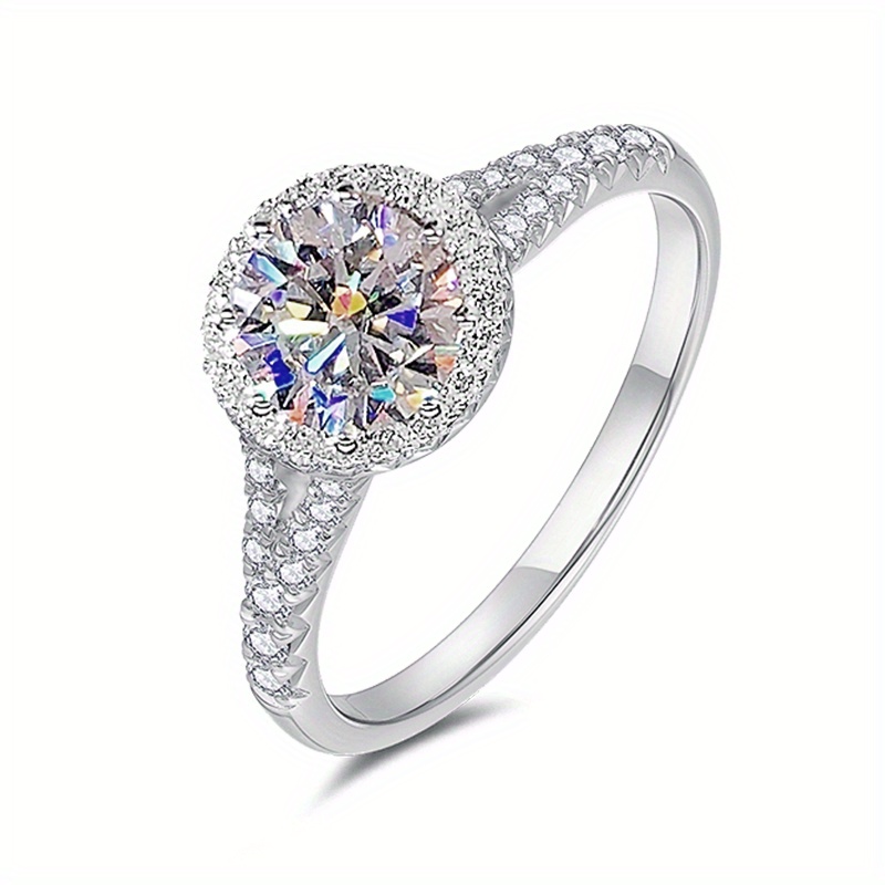 

Luxury 2 Carat Moissanite Engagement Ring, 925 Sterling Silver, Elegant Design, Fashion Statement Jewelry, Delicate Wedding Proposal Ring