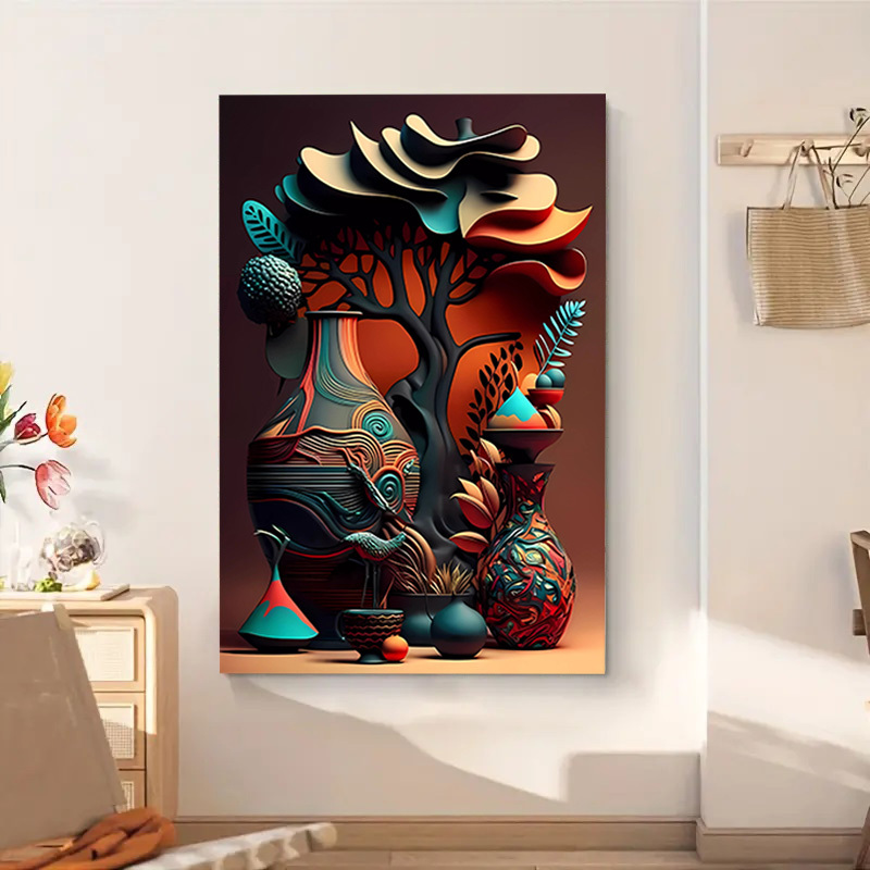 

1pc African Art Canvas Wall Poster, 3d Printing Of Abstract Art Paintings, Wall Art High Quality Oil Painting Poster, Ideal Gift For Wall Decoration, Framed