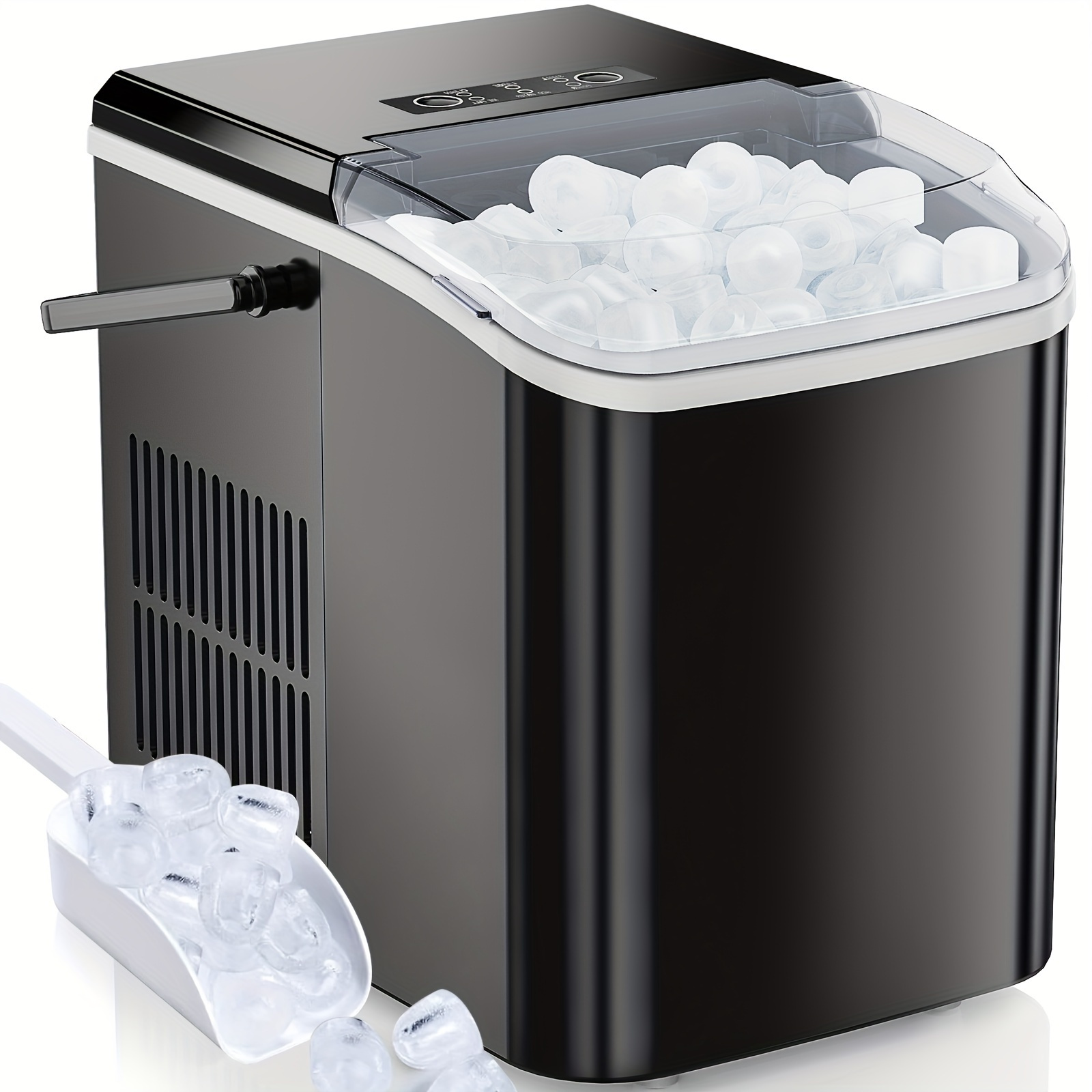 

Countertop Ice Maker, Portable Ice Machine, 9 Bullet Ice Cubes In 6 Mins, 26.5lbs In 24hrs Self-cleaning With Handle, Basket, For Home, Kitchen/party/camping/rv