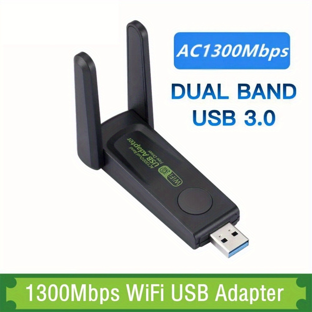 

Usb 3.0 Wifi Adapter 1300mbps Wireless Dongle Dual Band 2.4g/5g Dual Antenna