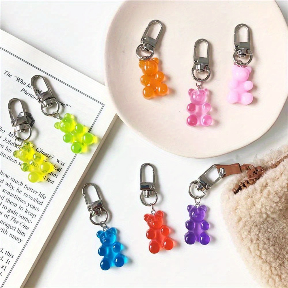 

Cute Keychain - Candy-colored Resin Charm With Lobster Clasp, Fashionable Cartoon Animal Design For Women's Bags & Keys