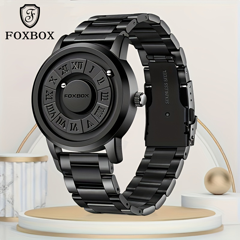 

Foxbox New Fashion Business Men's Watch. Roman Digital Creative Unique Rotating Magnetic Beads Black Classic 30m Deep Waterproof Wristwatch. Exquisite Watches Gift Clock