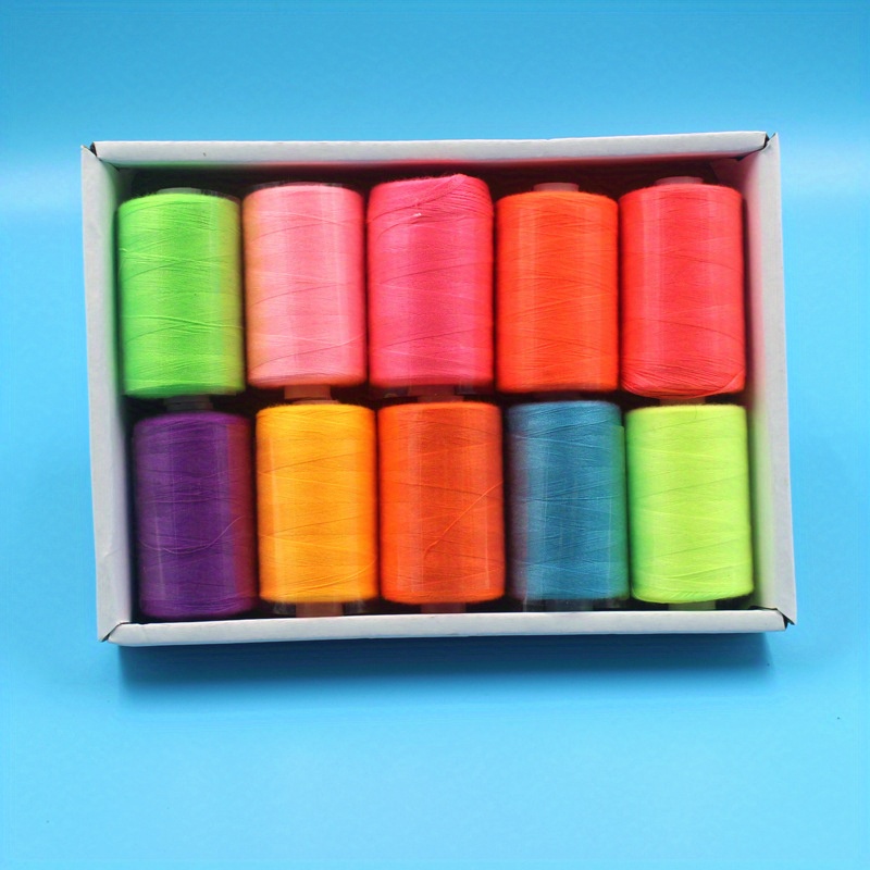 

402 Sewing Thread Household Stitching Wire Colored Series 10 Rolls Suit Size 1000 Diy Colorful Thread Fluorescent Color Colored Thread