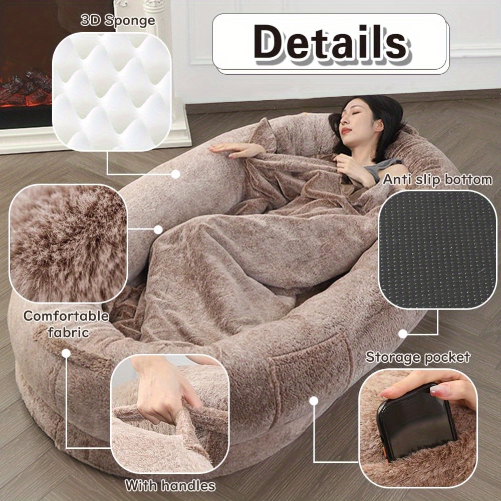 extra large plush human dog bed 72 x43 x11 bean bag chair Temu