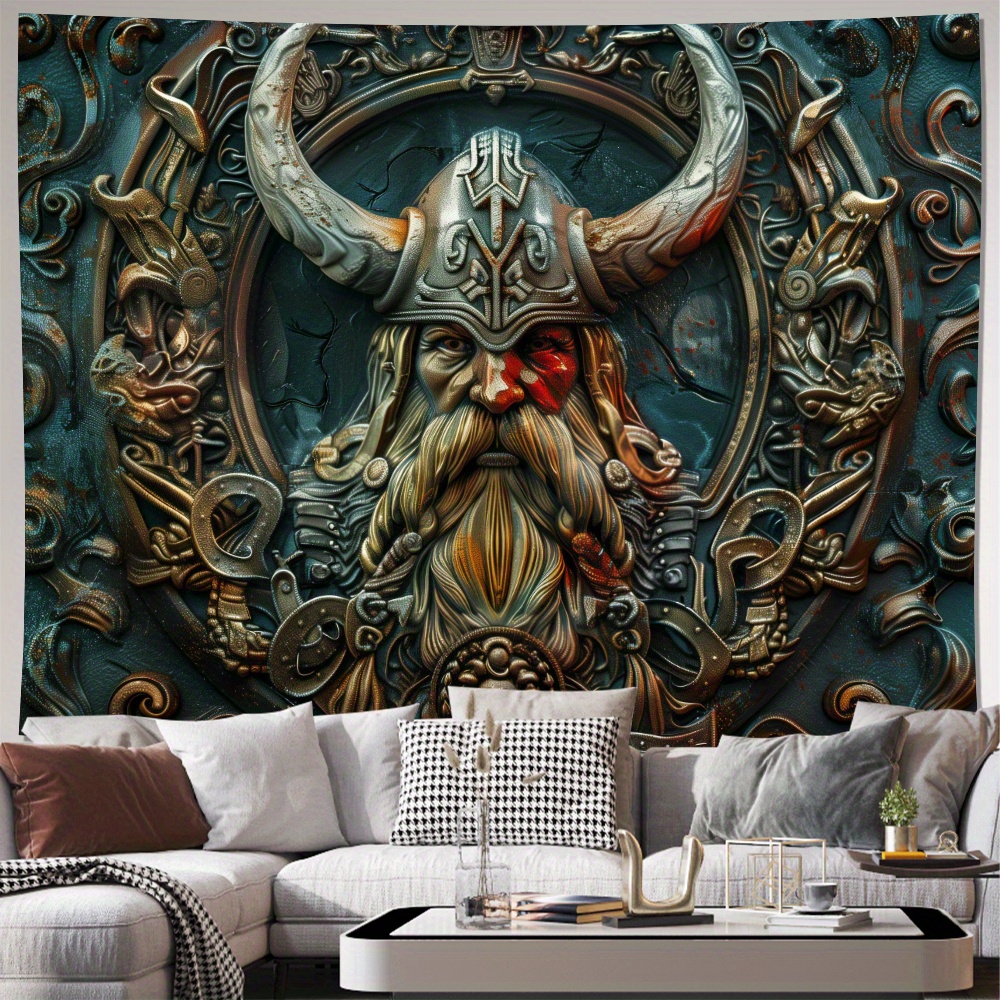 

Viking Hero Tapestry - Vibrant Polyester Wall Hanging For Living Room, Bedroom, Office Decor & Party Backdrop, Easy Install Kit Included