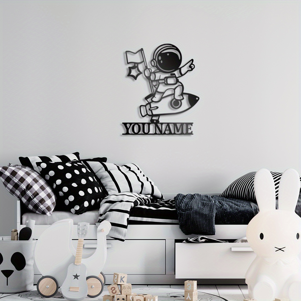 

Custom Space Astronaut Metal Wall Art - Personalized Boy On Rocket Name Sign For Home Decor, Perfect Gift Idea Astronaut Decor