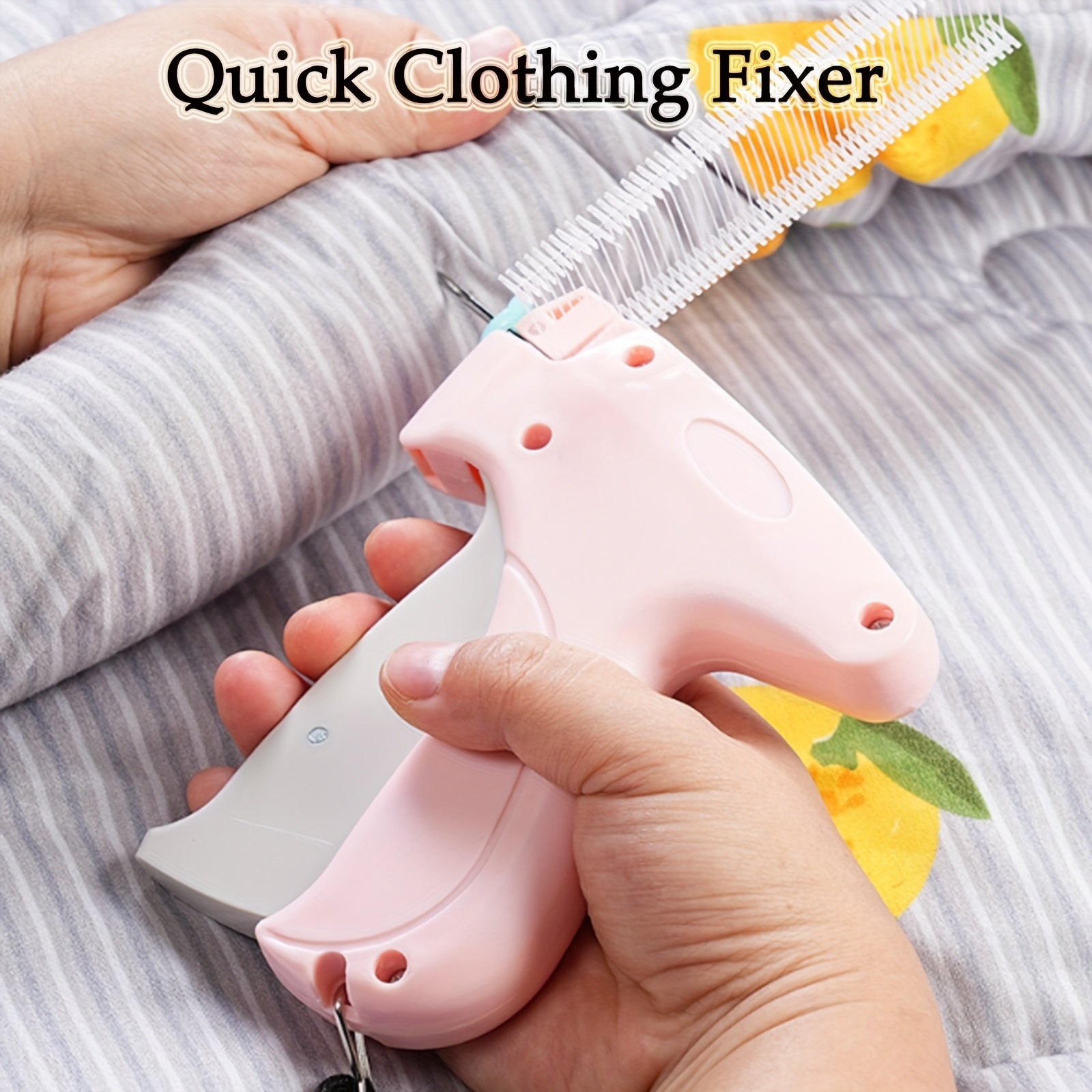 

Portable Pink Quick Stitch Sewing Gun - Easy-to-use, Time-saving Clothing Repair Tool For Hemming & Garment Fixes - Compact & Lightweight For Home Or Travel Use