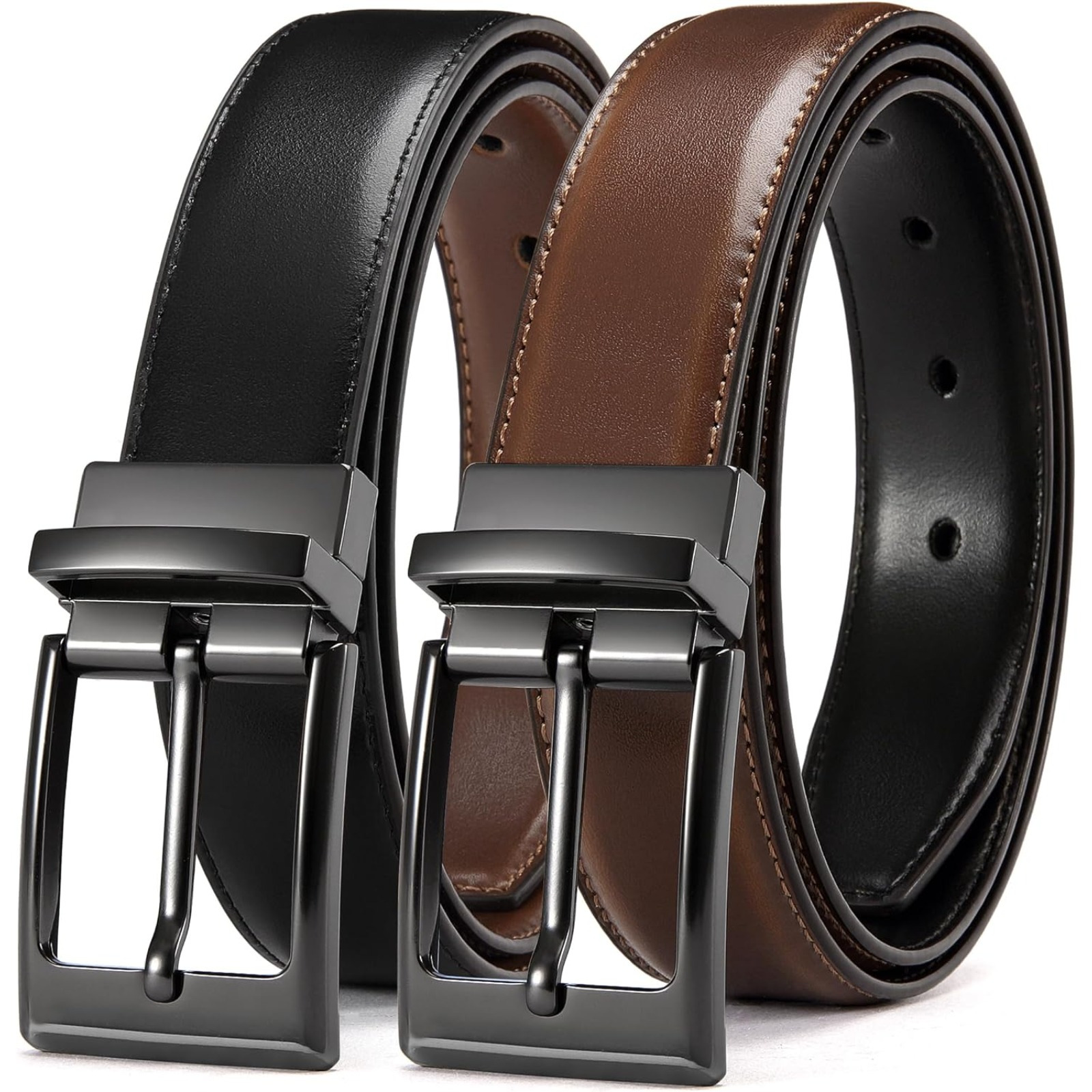 

Chaoren Leather Belt For Men - 1.25" Reversible Mens Belt For Dress Pants - 2 Styles In 1 Belt