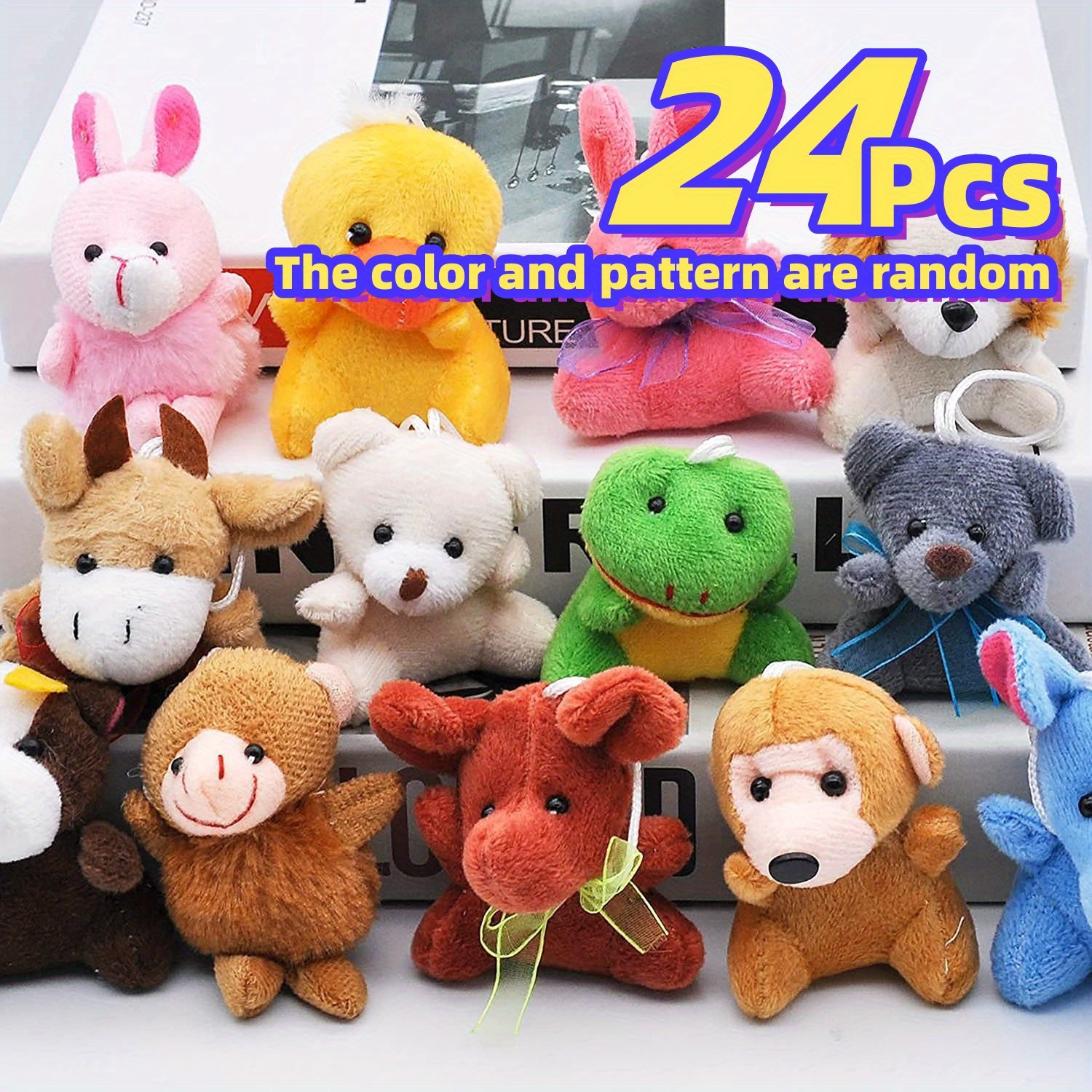 

24pcs/12pcs/8pcs Mini Animal Stuffed Toys, In Bright Colors, Great Gift For Christmas Halloween Thanksgiving Day Gifts Easter Gift, Cute Plush Toy For Chilren Kids Babies