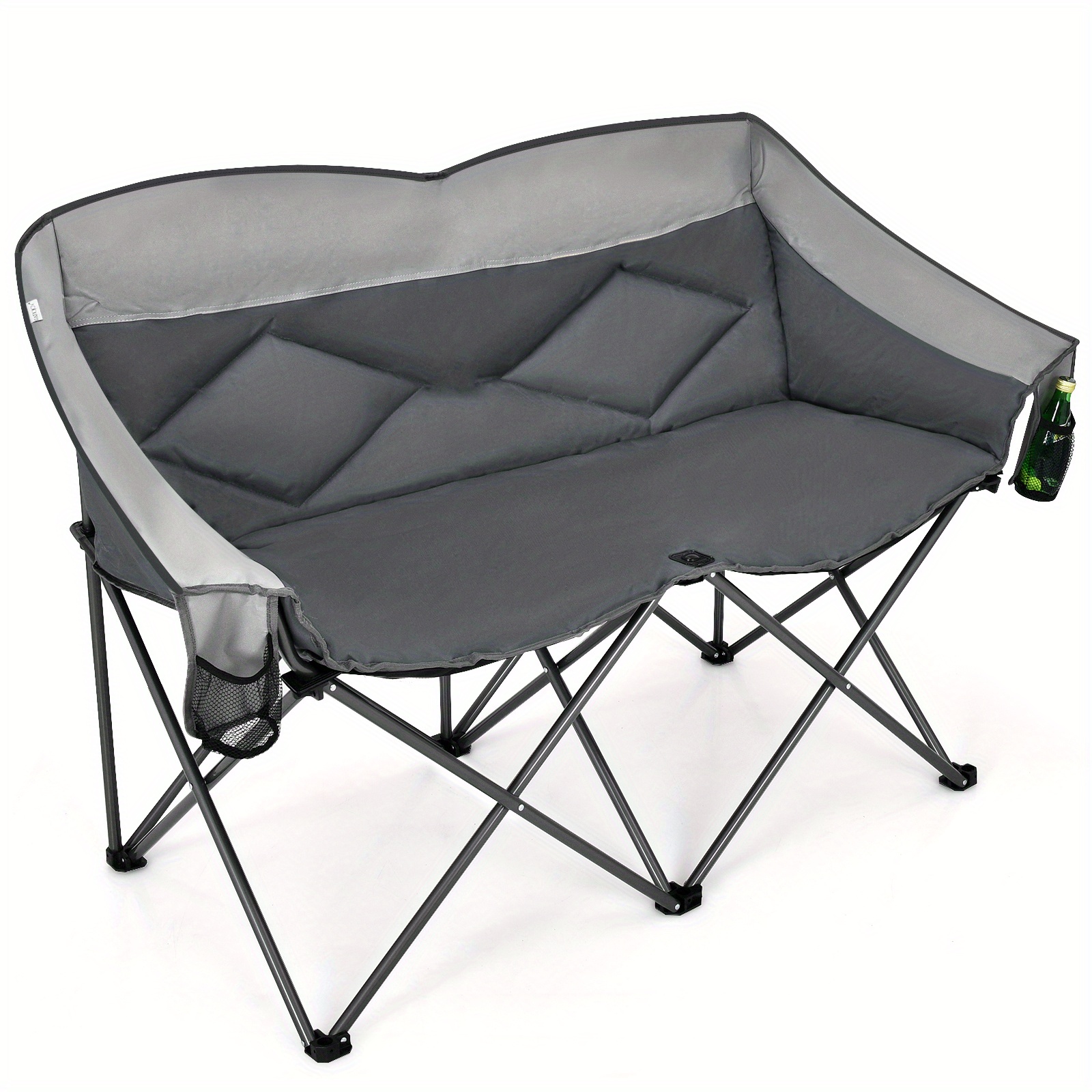 

Homasis Folding Camping Chair Loveseat Double Seat W/ Bags & Padded Backrest