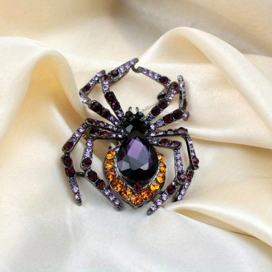 Image of Vintage Exaggerated Rhinestone Spider Brooch Pin For Women Men Fashion Retro Lady Insect Crstyal Badges