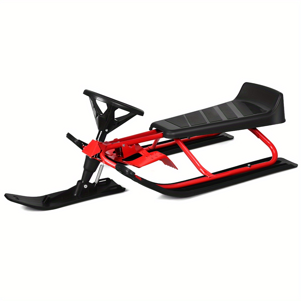 

Multigot Kids Snow Racer Sled W/ Steering Wheel & Double Brakes Pull Rope Snow Slider