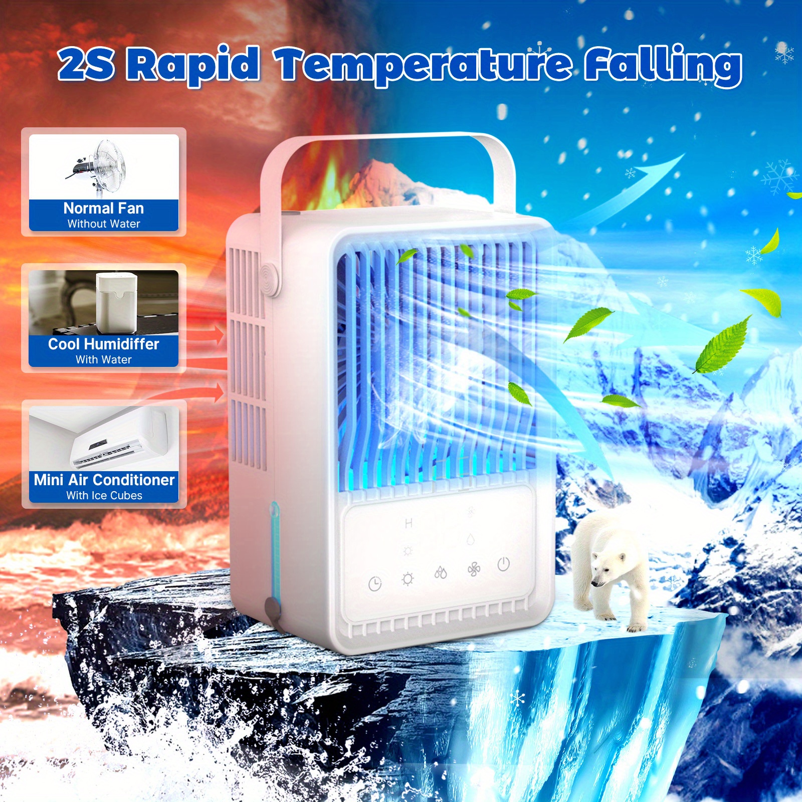 

Portable Air Conditioners, Evaporative Air Cooler W/3 Wind Speeds & 2 Mist Modes